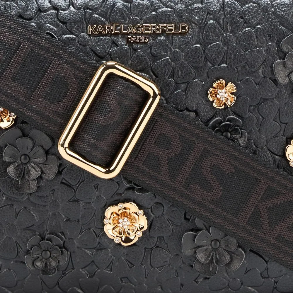 KARL LAGERFELD PARIS Crossbody Bag Floral Pins Black/Gold One Size